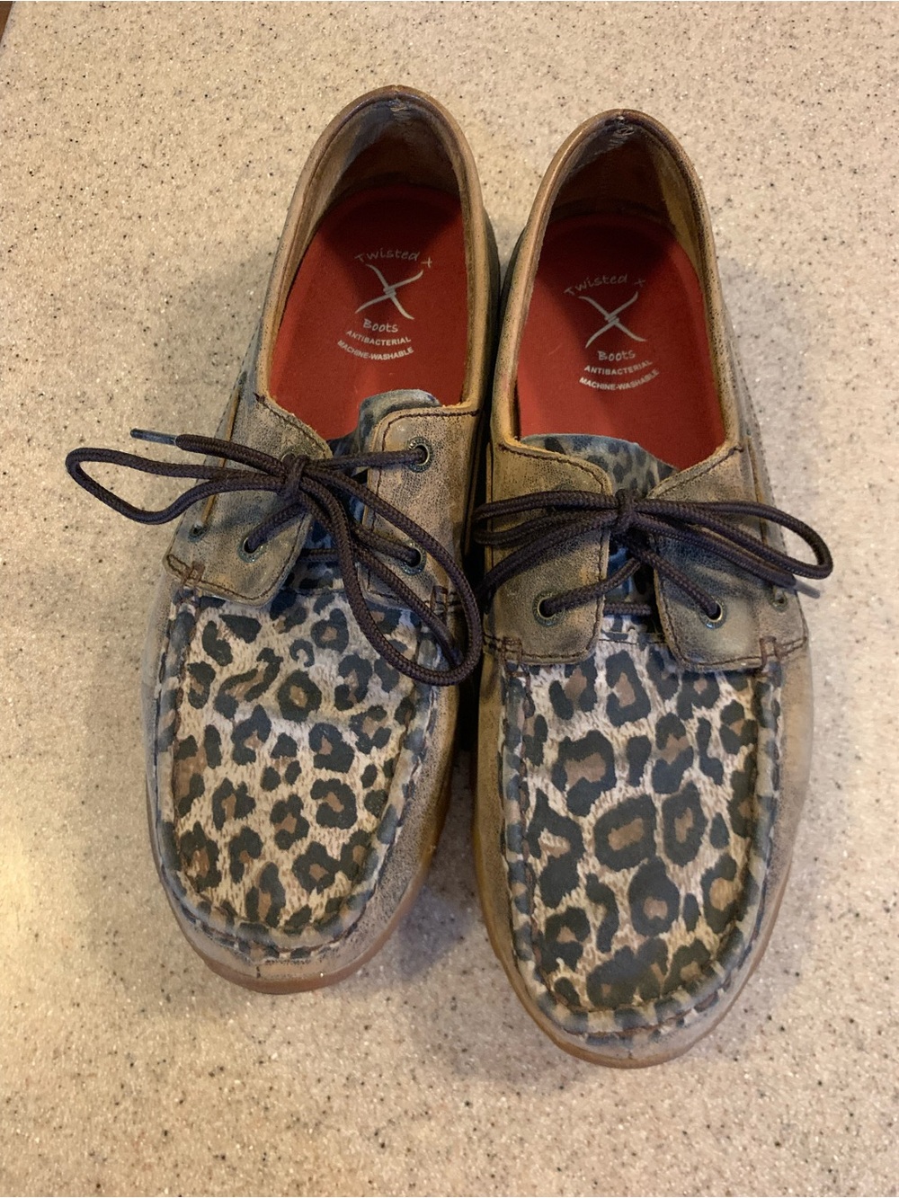 Twisted X Leopard Print Leather Driving Moccasins - Size 10
